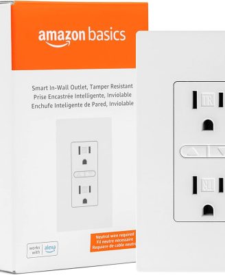 Smart In-Wall Outlet, Works with Alexa Only, 2.4 GHz Wi-Fi, No Hub Required, White
