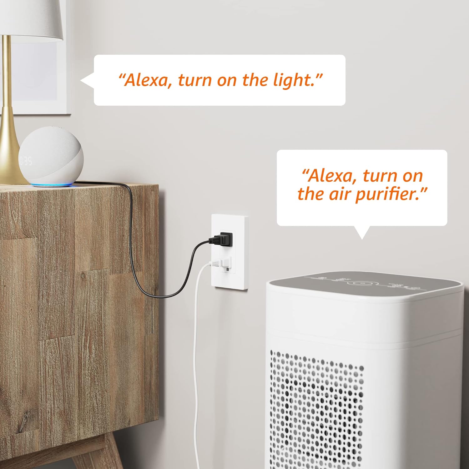 Smart In-Wall Outlet, Works with Alexa Only, 2.4 GHz Wi-Fi, No Hub Required, White - Image 2