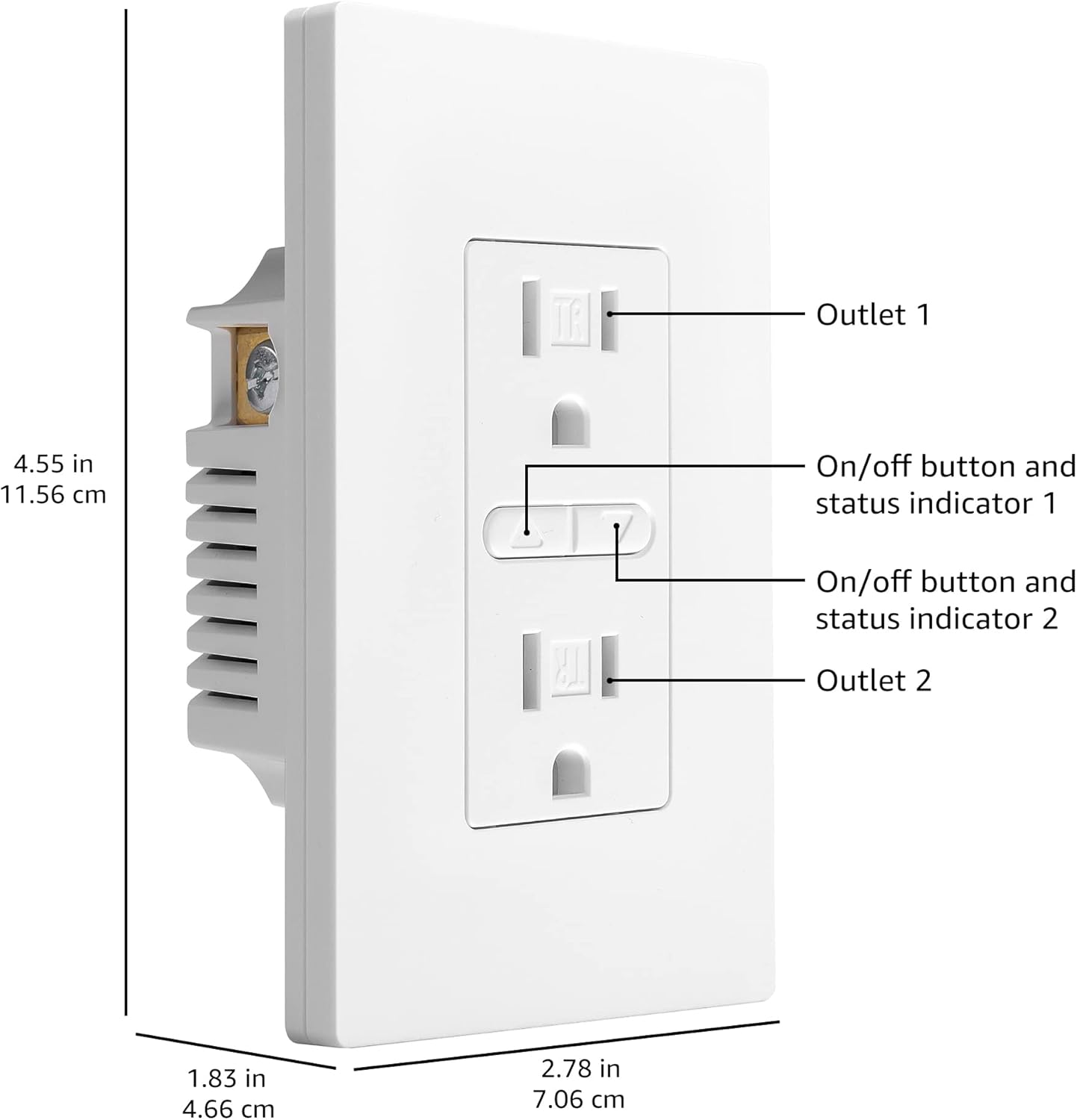 Smart In-Wall Outlet, Works with Alexa Only, 2.4 GHz Wi-Fi, No Hub Required, White - Image 3