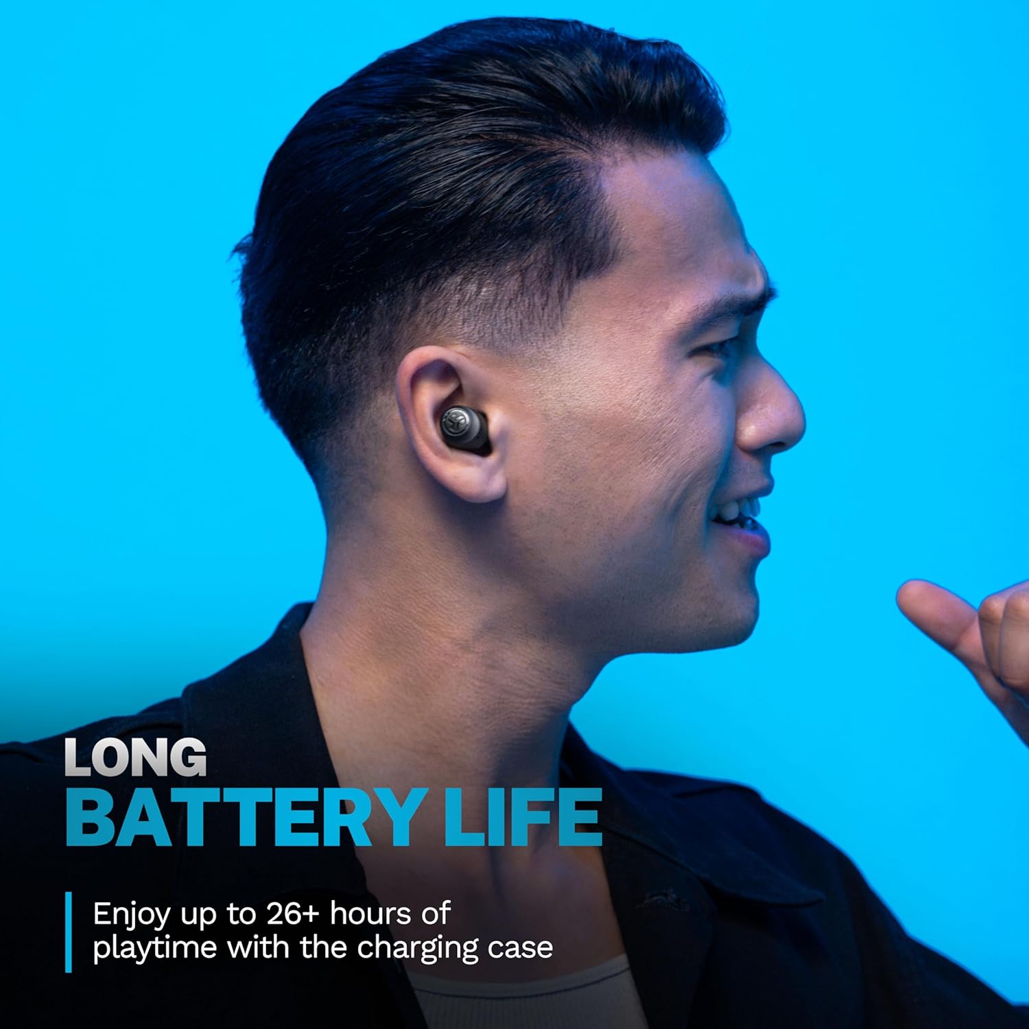 JLab Go Air Pop True Wireless Bluetooth Earbuds & Charging Case - Black, Dual Connect, IPX4 Sweat Resistance, Bluetooth 5 Connection, 3 EQ Sound Settings Signature, Balanced, Bass Boost - Image 4